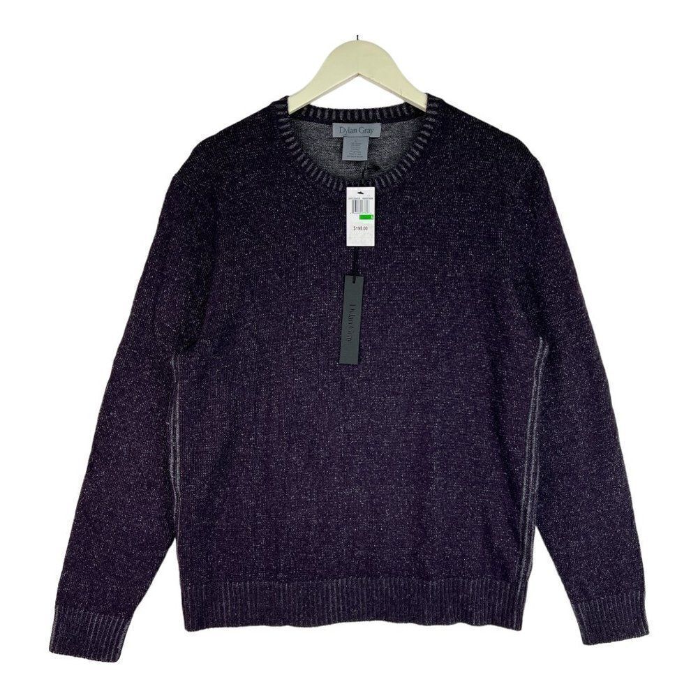 New Dylan Gray Classic Men Purple Grey Crew Neck Sweatshirt Cashmere US L
